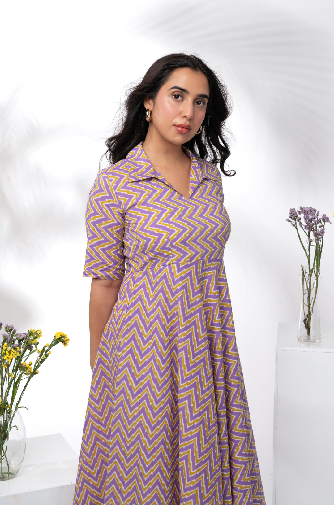 purple pinstripe dress SnnmBlm Womens Striped Button Down Midi Shirt Dress Casual Loose Cuffed Long Sleeve Mid Long Dresses Purple M