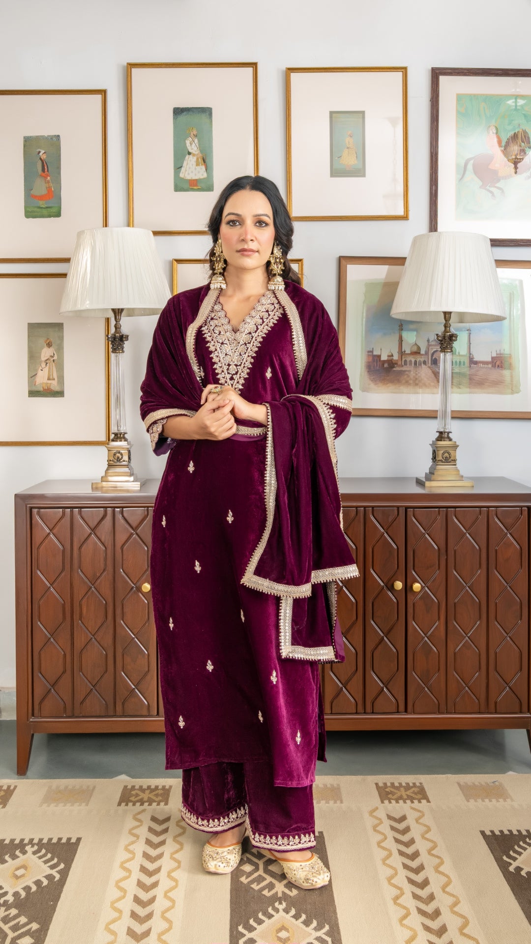 Ramya Velvet Zardozi Suit Set