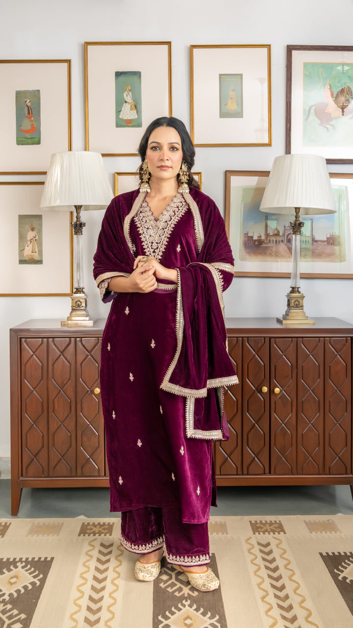 Ramya Velvet Zardozi Suit Set