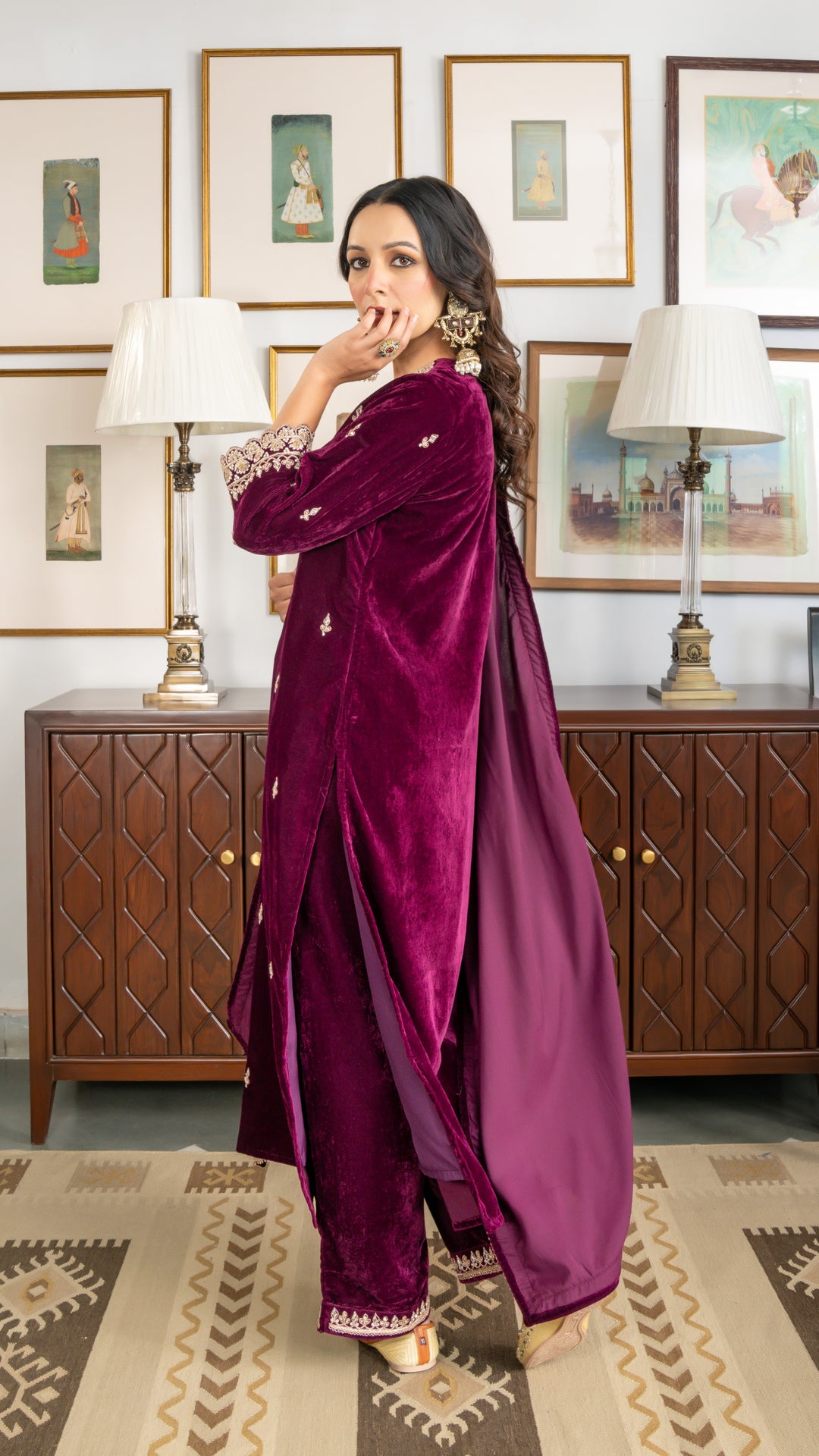 Ramya Velvet Zardozi Suit Set