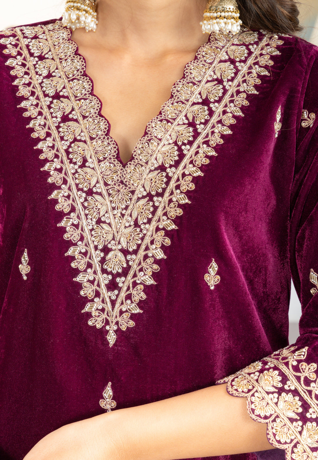 Ramya Velvet Zardozi Suit Set