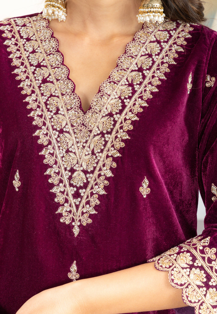 Ramya Velvet Zardozi Suit Set