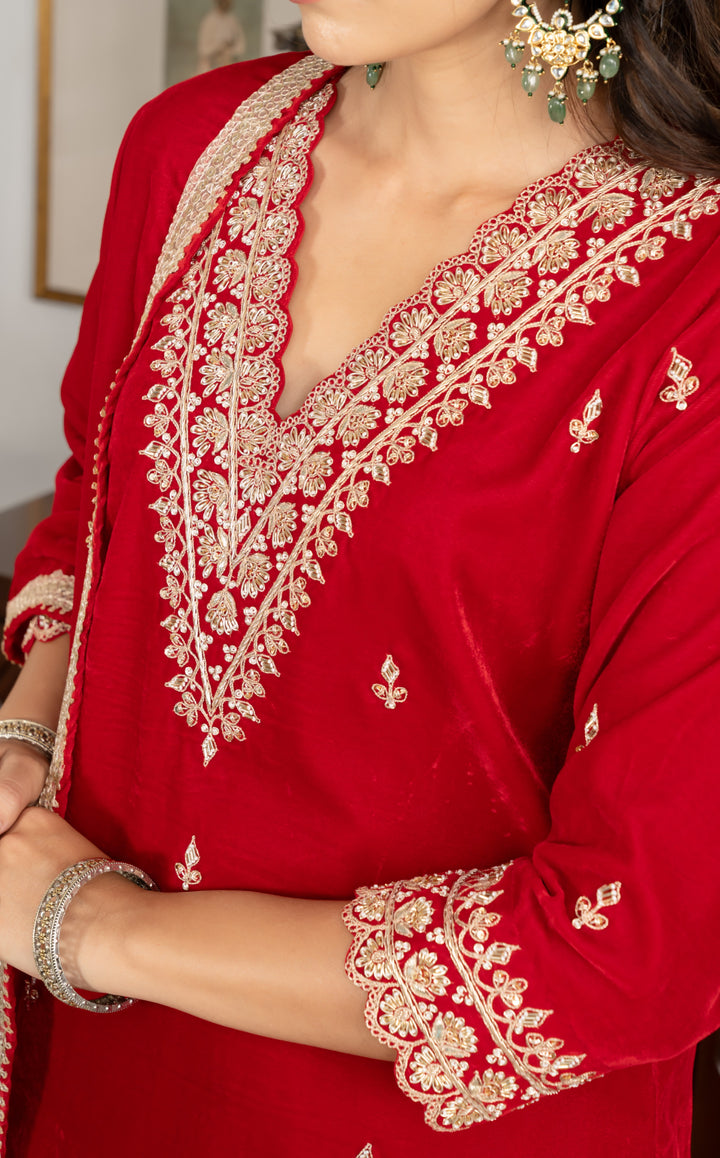 Deepika Velvet Gota Zardozi Suit Set