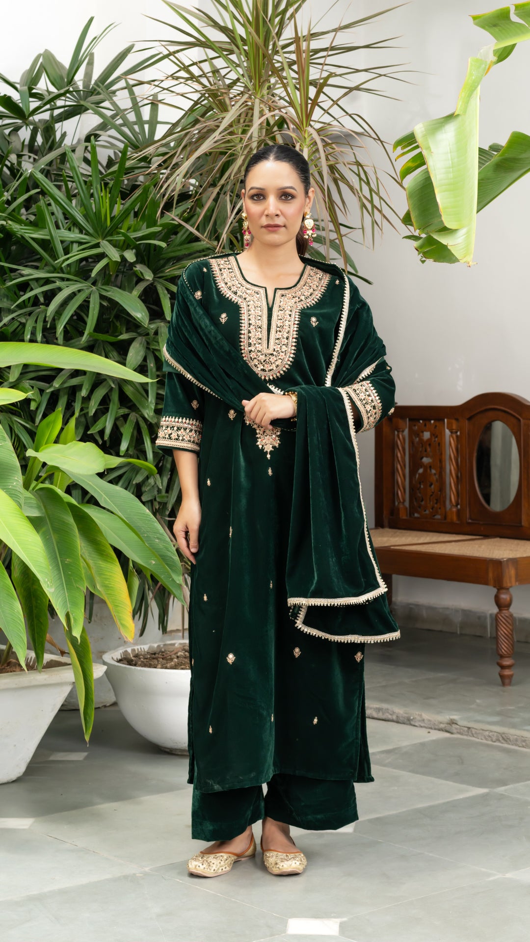 Laila Green Velvet Marodi Suit Set