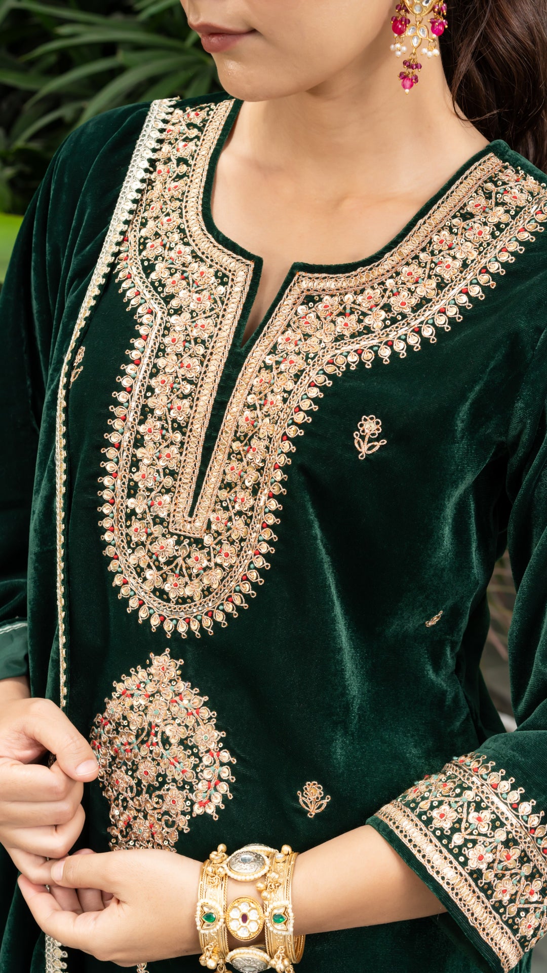 Laila Green Velvet Marodi Suit Set