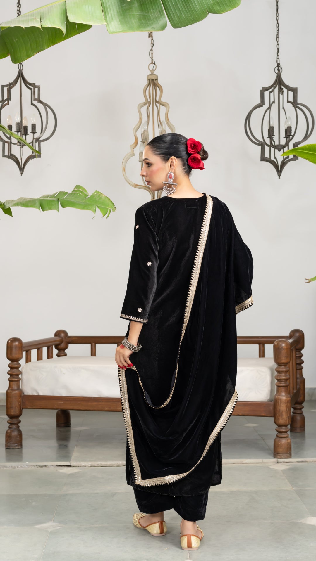 Shahida Black Velvet Gota Suit Set