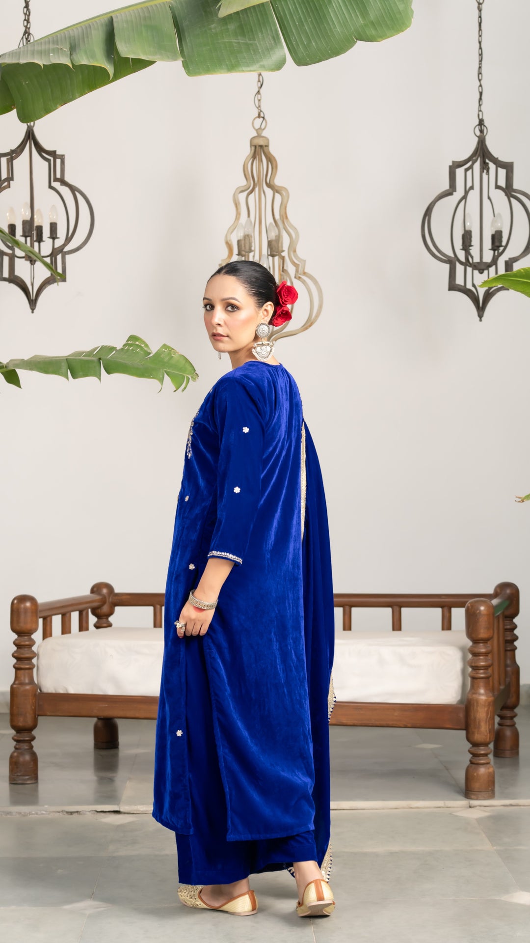 Sadia Blue Velvet Gota Suit Set