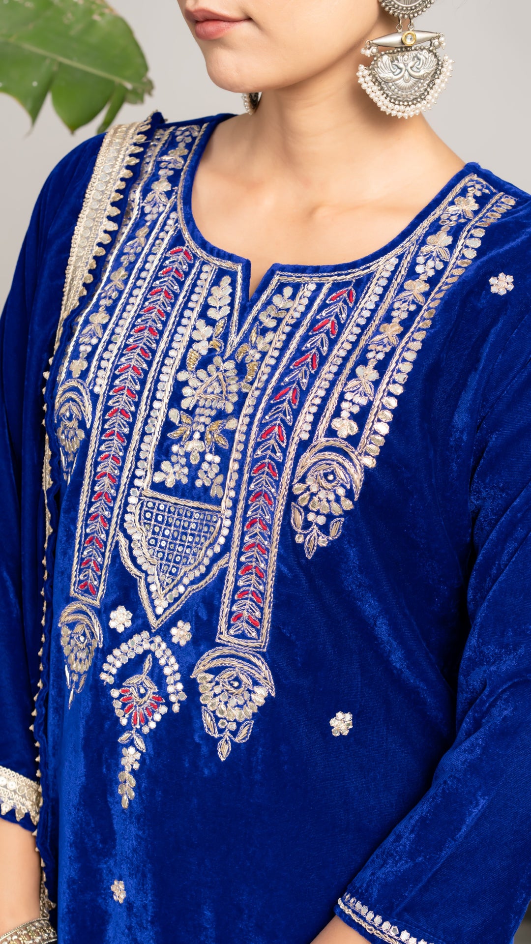 Sadia Blue Velvet Gota Suit Set