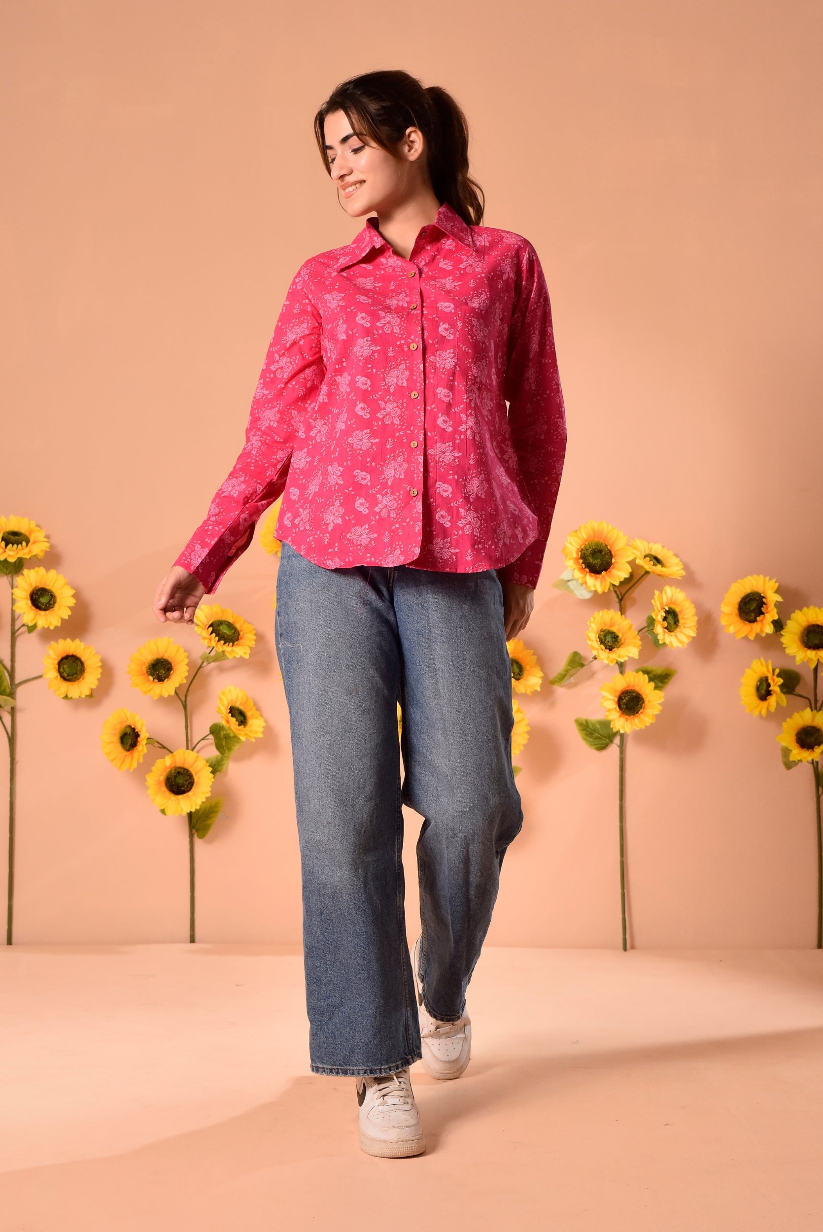 Ruby Pink Cotton Shirt – DIMPLE DESIGN STUDIO