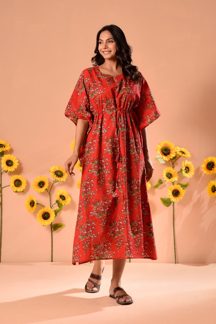 Emily Red Cotton Kaftan