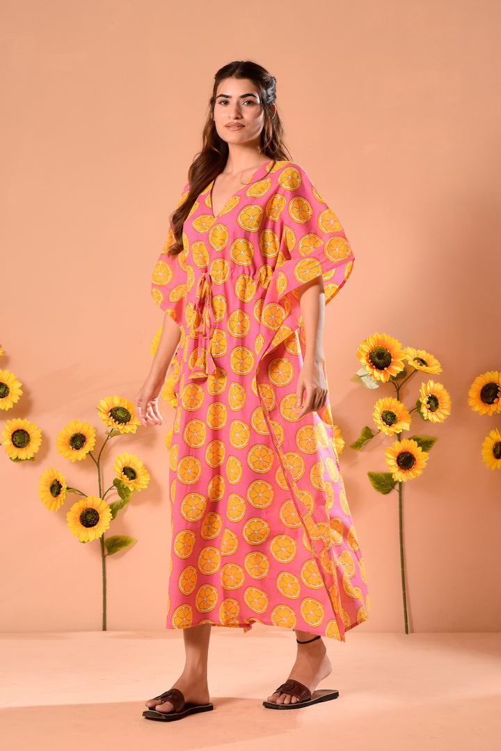 Pink Melon Cotton Kaftan