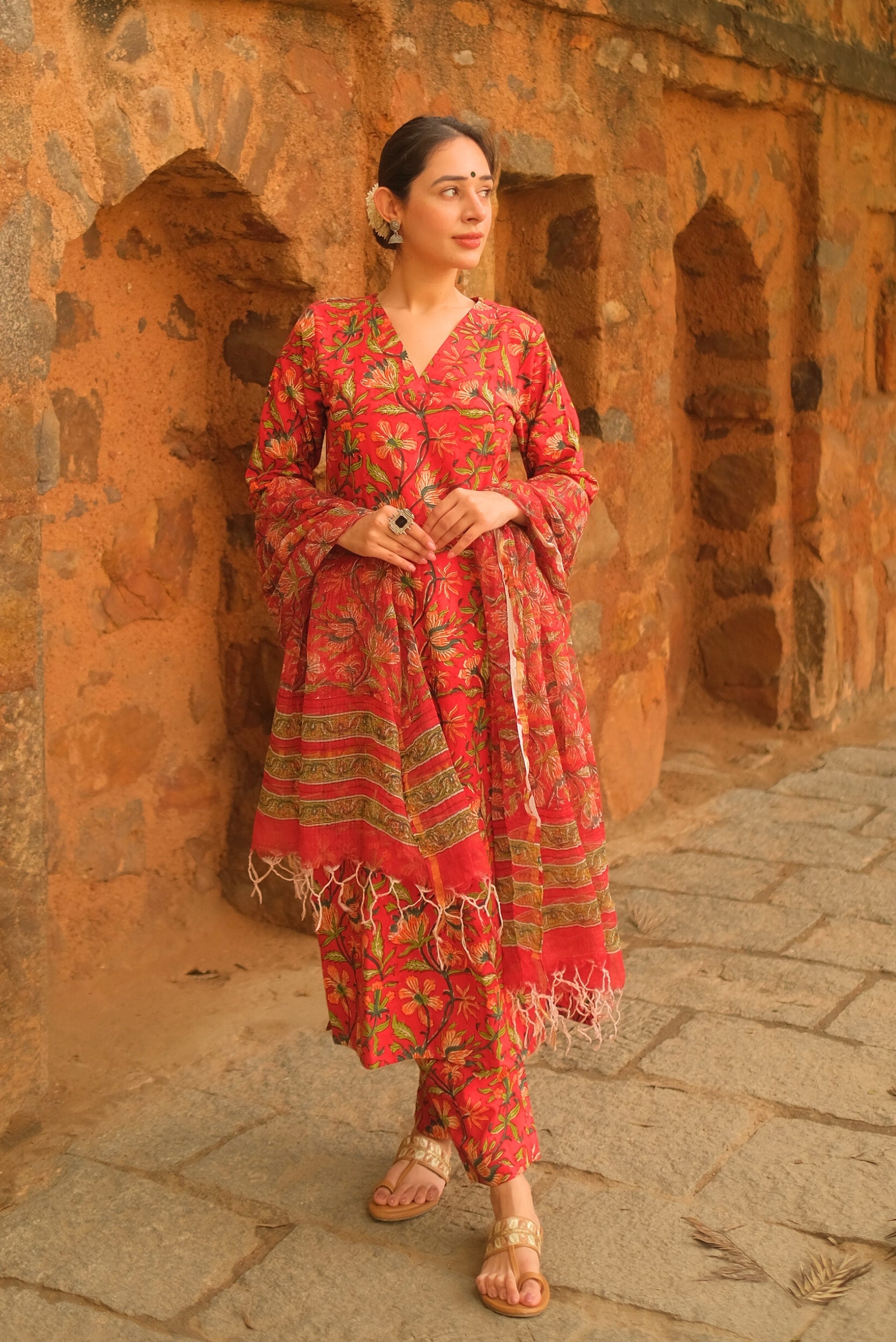 Red Kalamkari Suit Set – DIMPLE DESIGN STUDIO