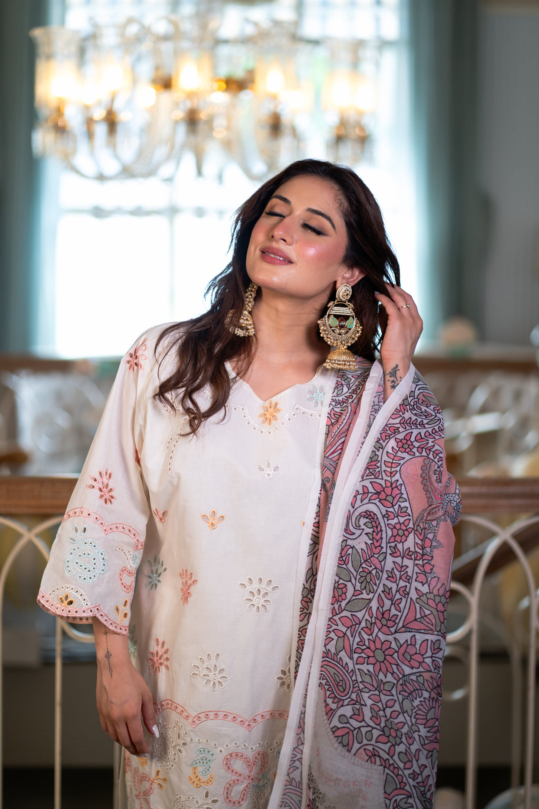 Arham White Cotton Lawn Suit