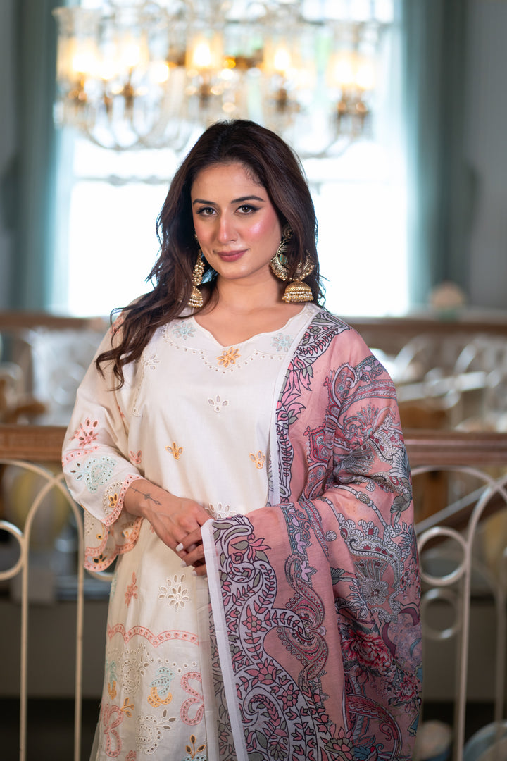 Arham White Cotton Lawn Suit