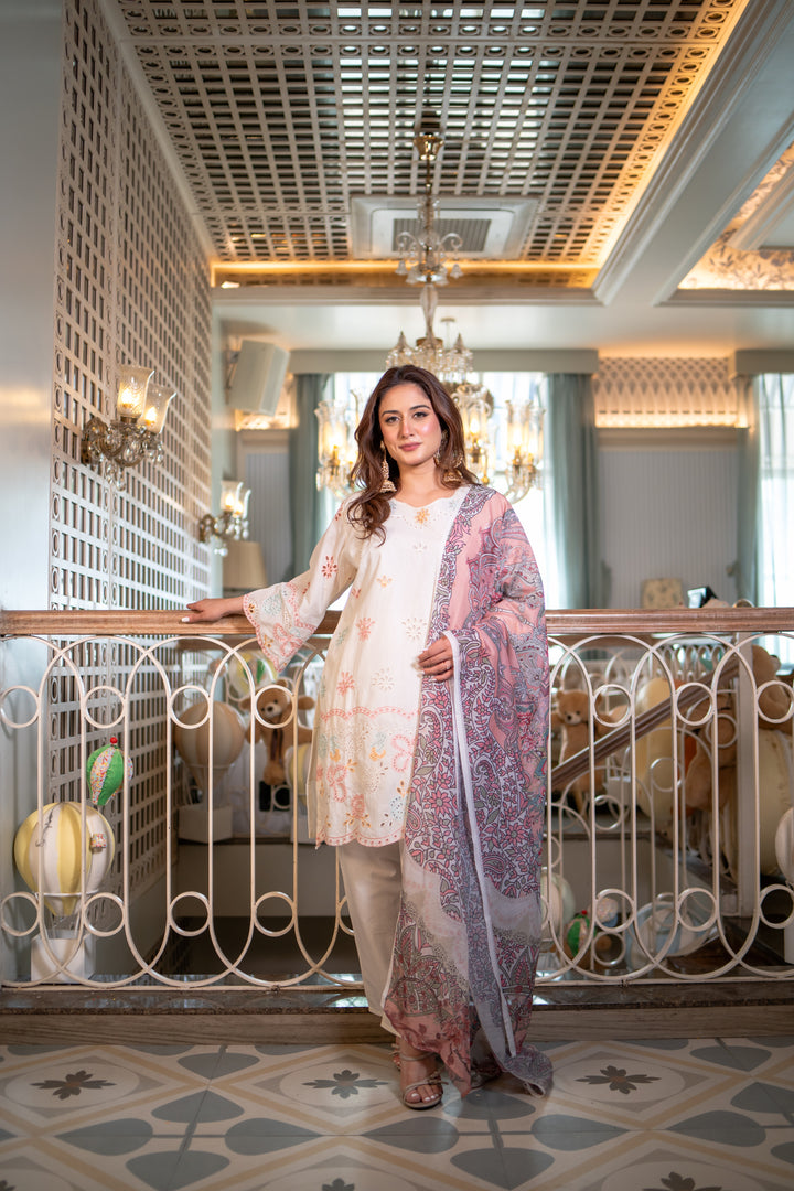 Arham White Cotton Lawn Suit
