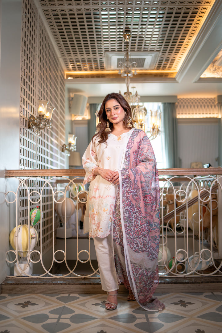 Arham White Cotton Lawn Suit