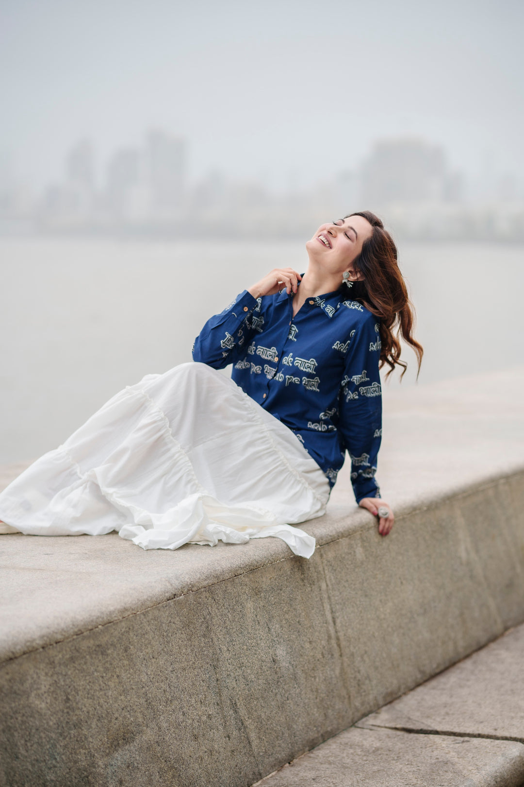 Blue "ek naari sab pe bhaari" cotton shirt