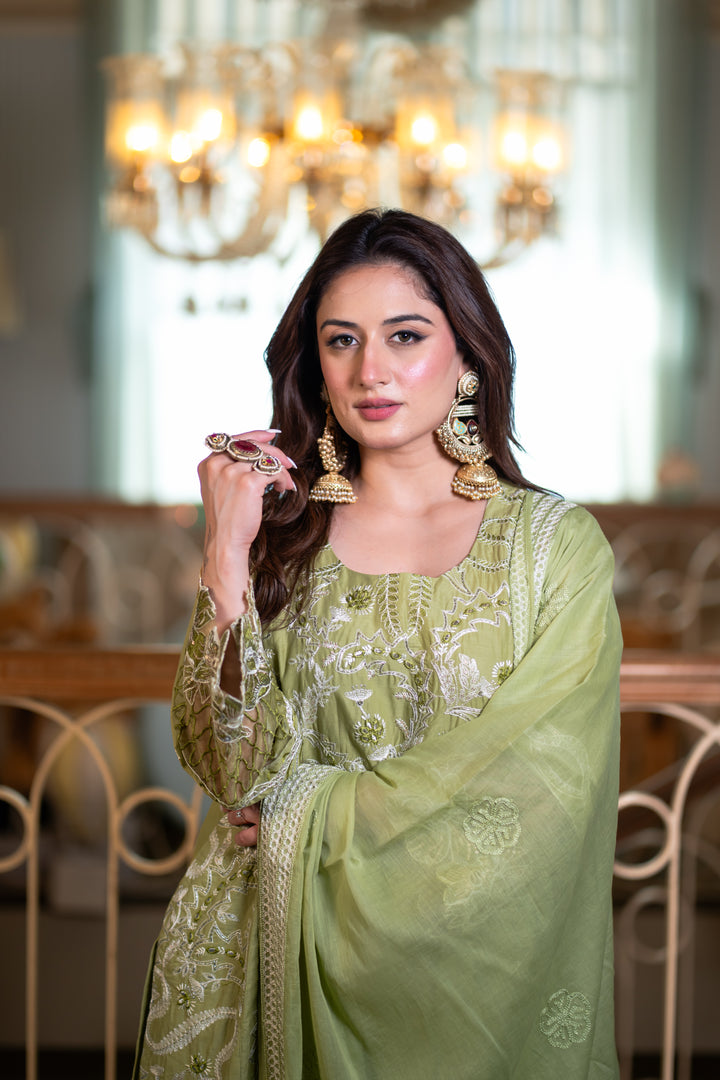 Ruhansh Green Cotton Lawn Suit