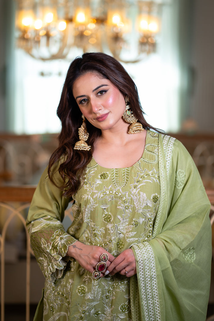 Ruhansh Green Cotton Lawn Suit