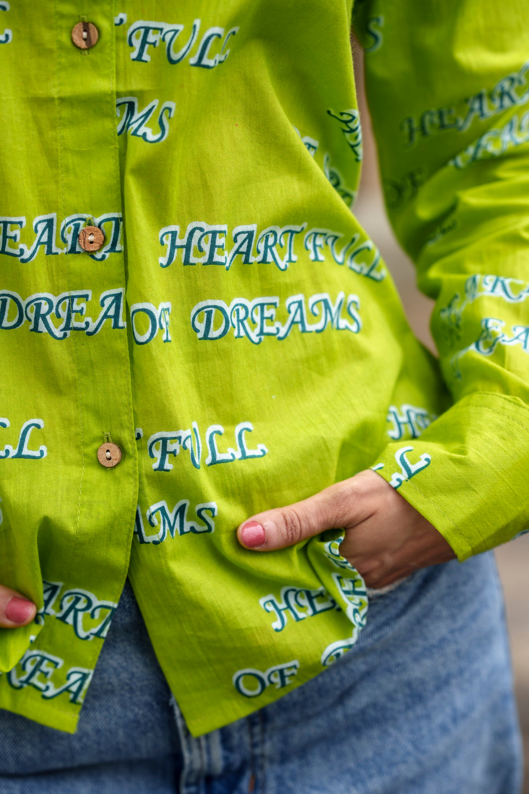 Lime "heart full of dreams" cotton shirt