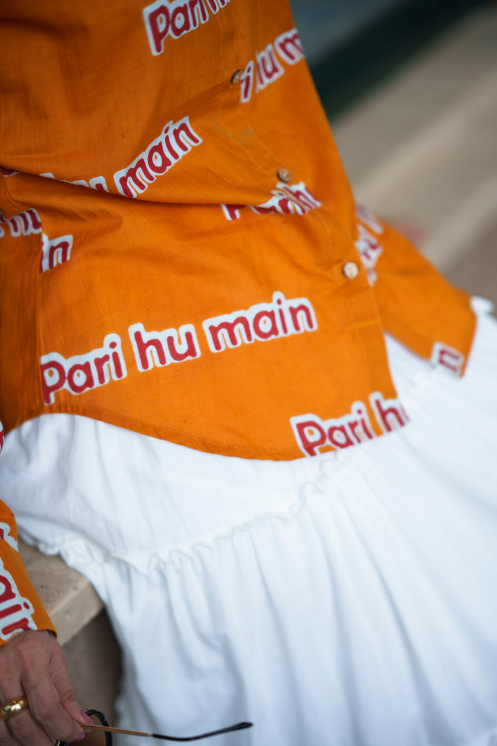 Orange "pari hu main" cotton shirt