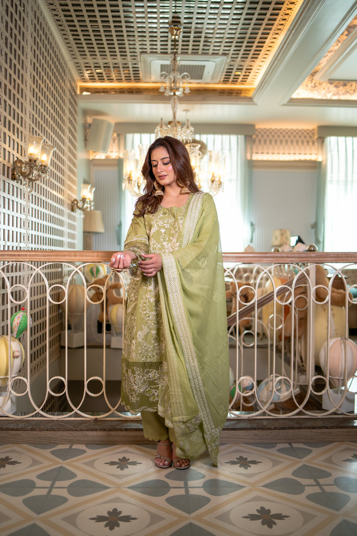 Ruhansh Green Cotton Lawn Suit