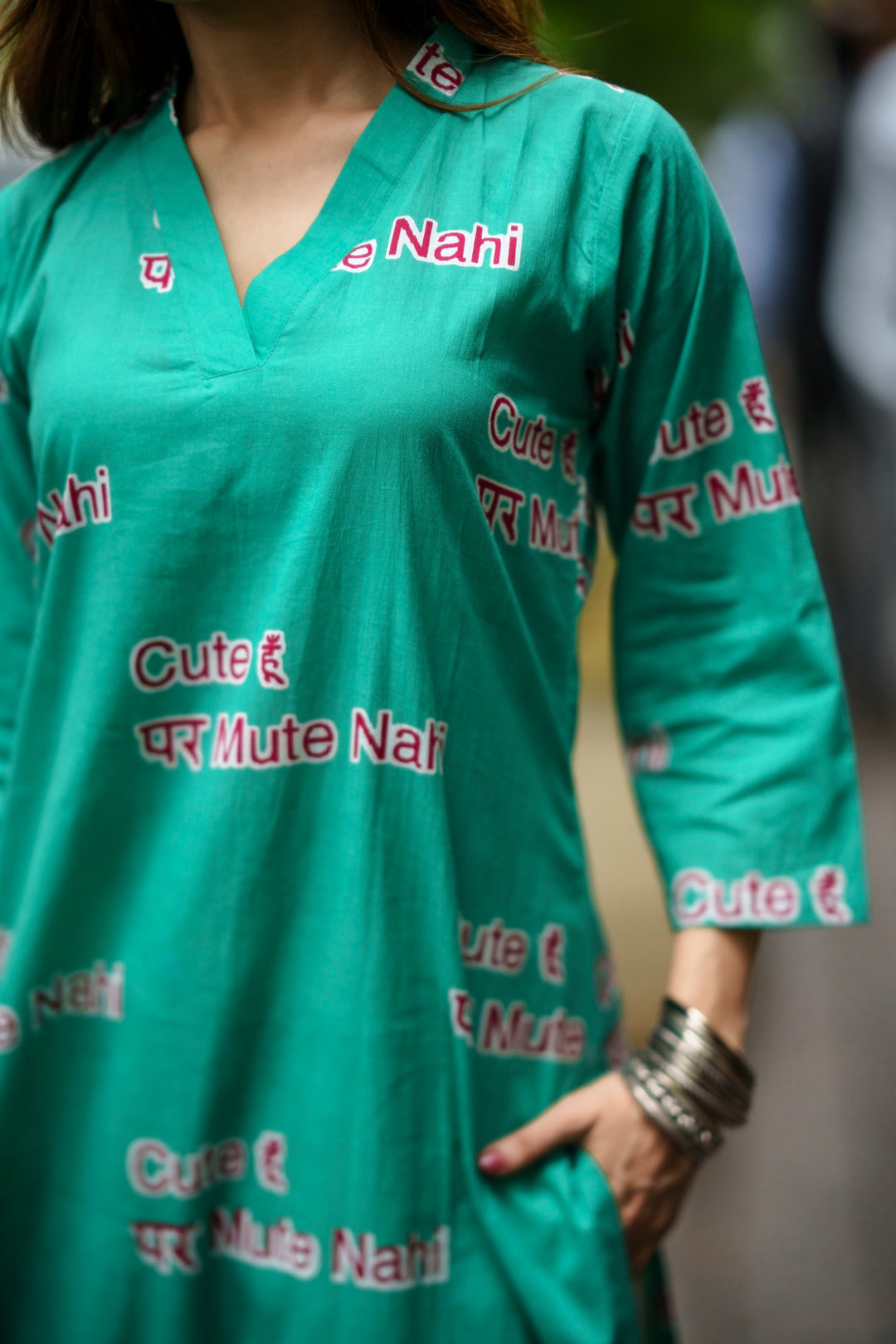 Kurta Mint "cute hu par mute nahi"