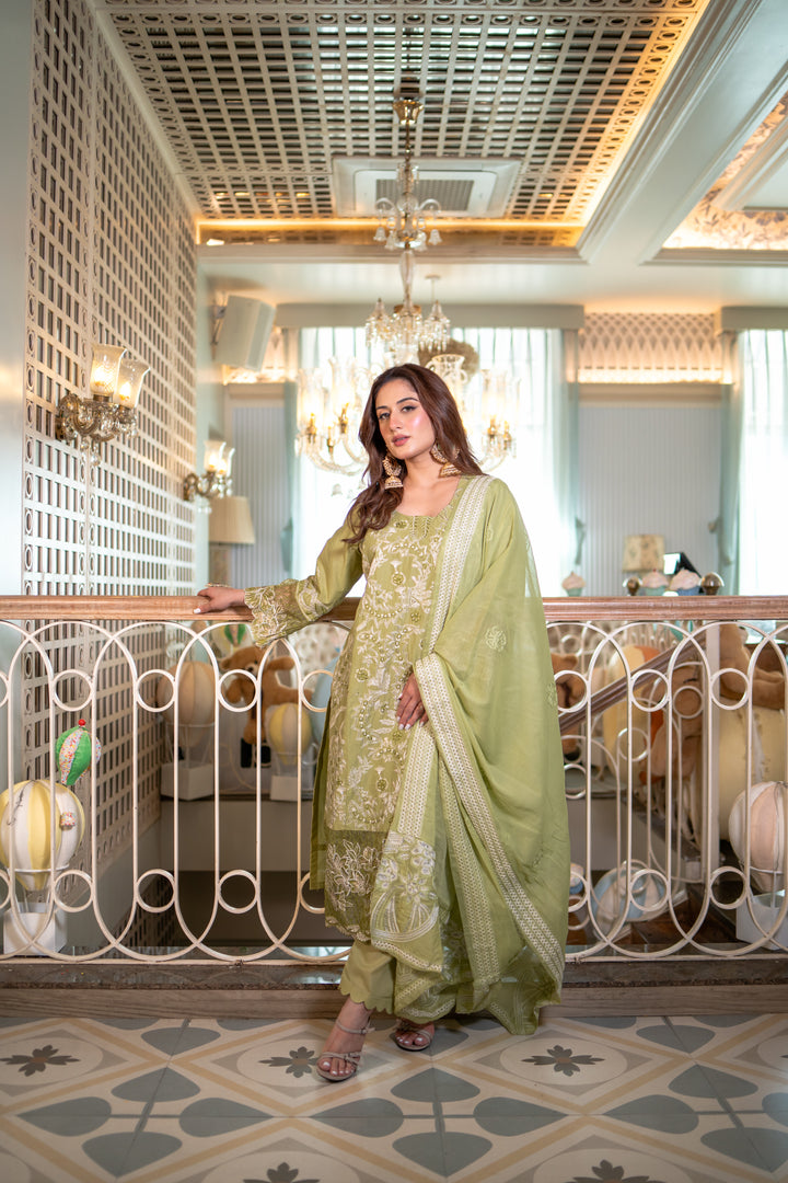 Ruhansh Green Cotton Lawn Suit