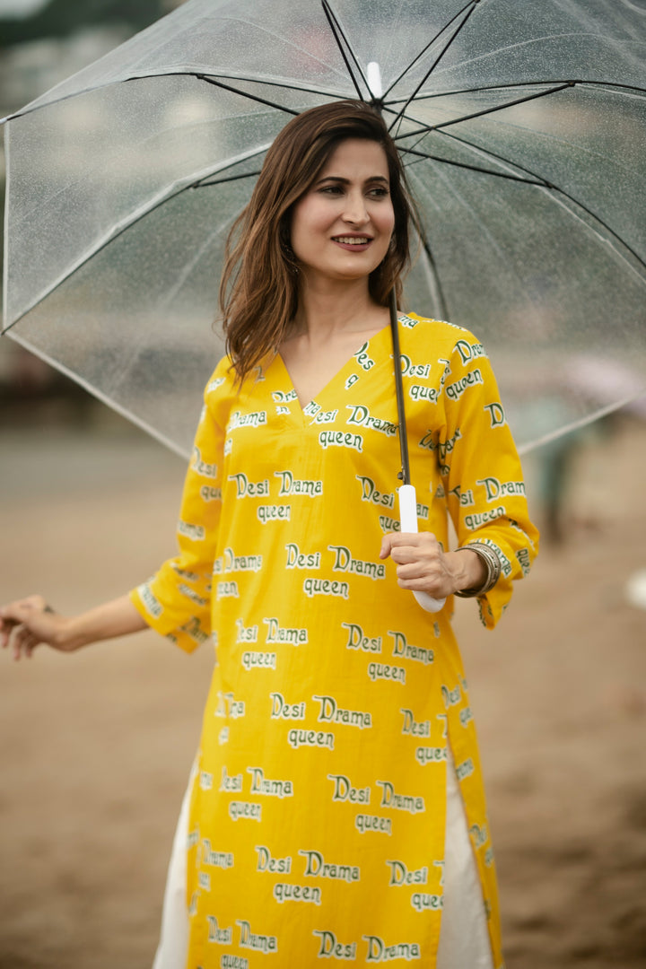 Kurta Yellow "desi drama queen"