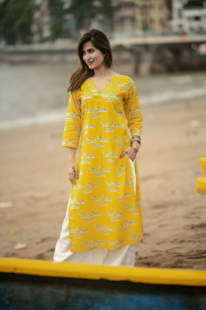 Kurta Yellow "desi drama queen"