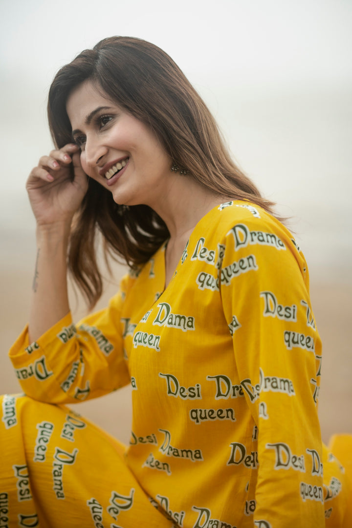 Kurta Yellow "desi drama queen"