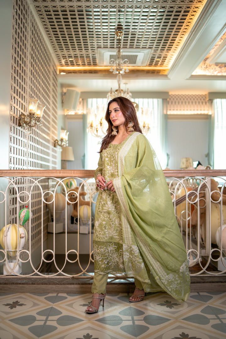 Ruhansh Green Cotton Lawn Suit