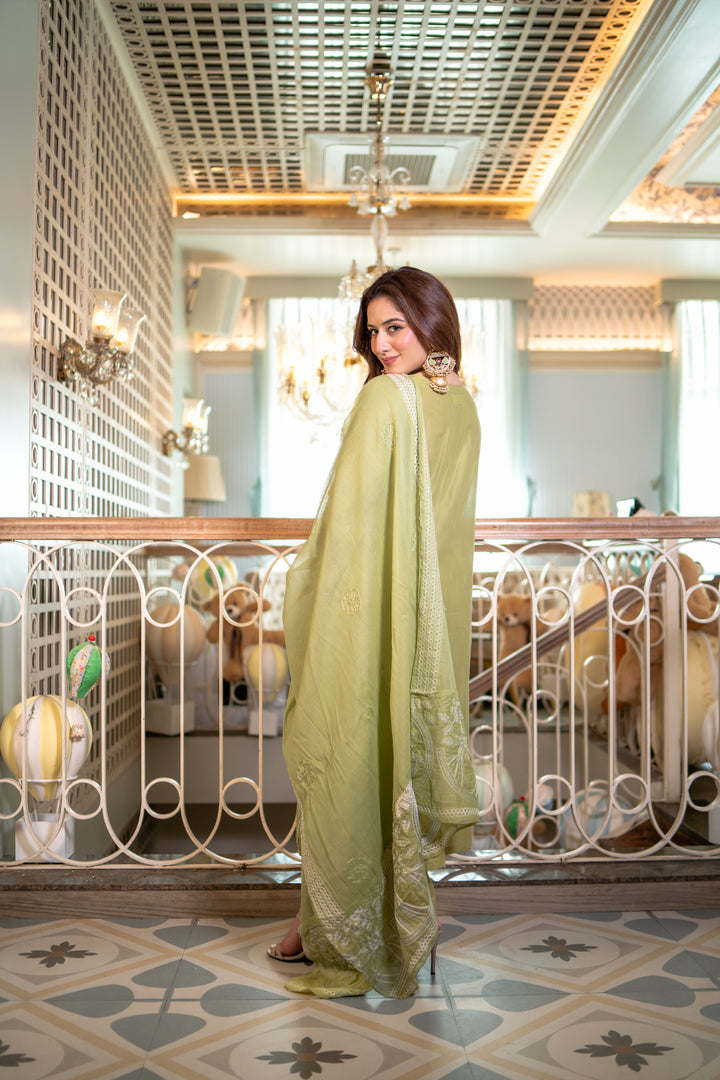 Ruhansh Green Cotton Lawn Suit
