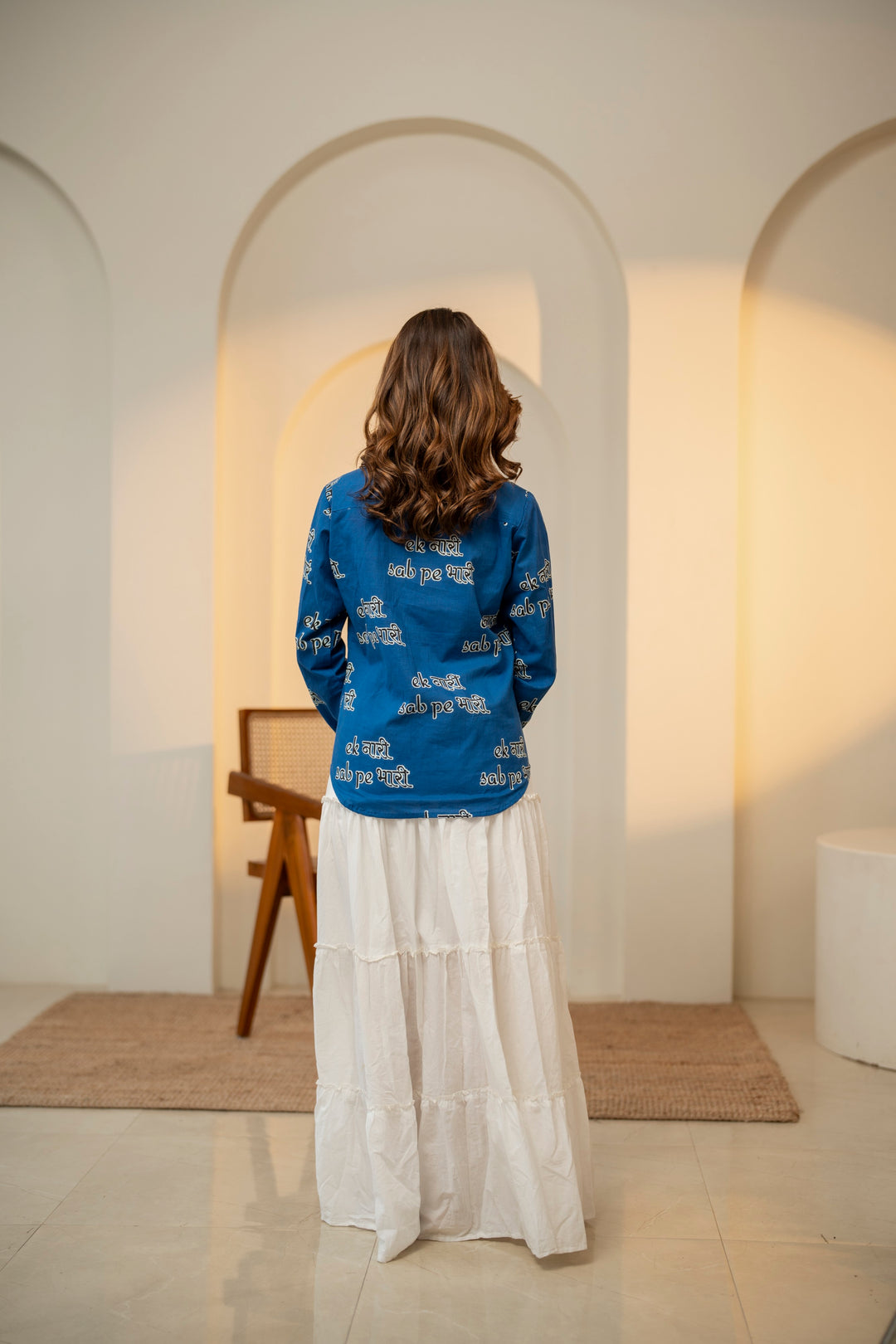 Blue "ek naari sab pe bhaari" cotton shirt