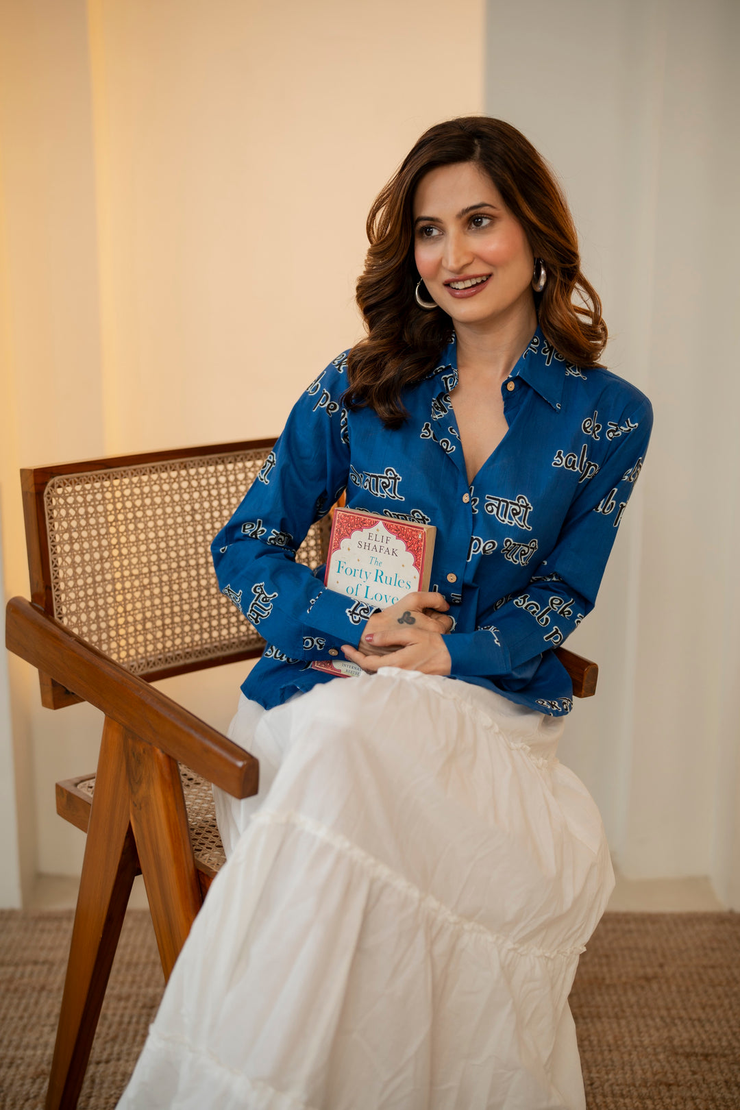 Blue "ek naari sab pe bhaari" cotton shirt