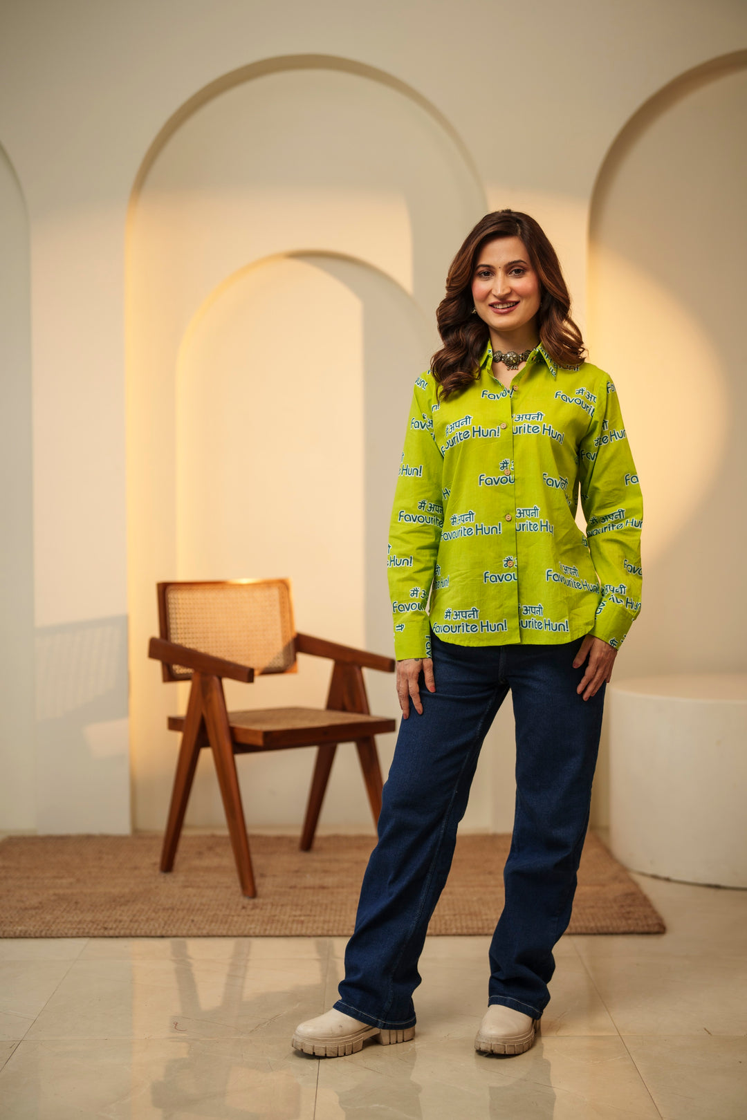 Lime "main apni favourite hoon" cotton shirt