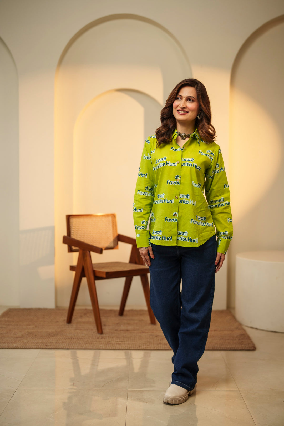 Lime "main apni favourite hoon" cotton shirt