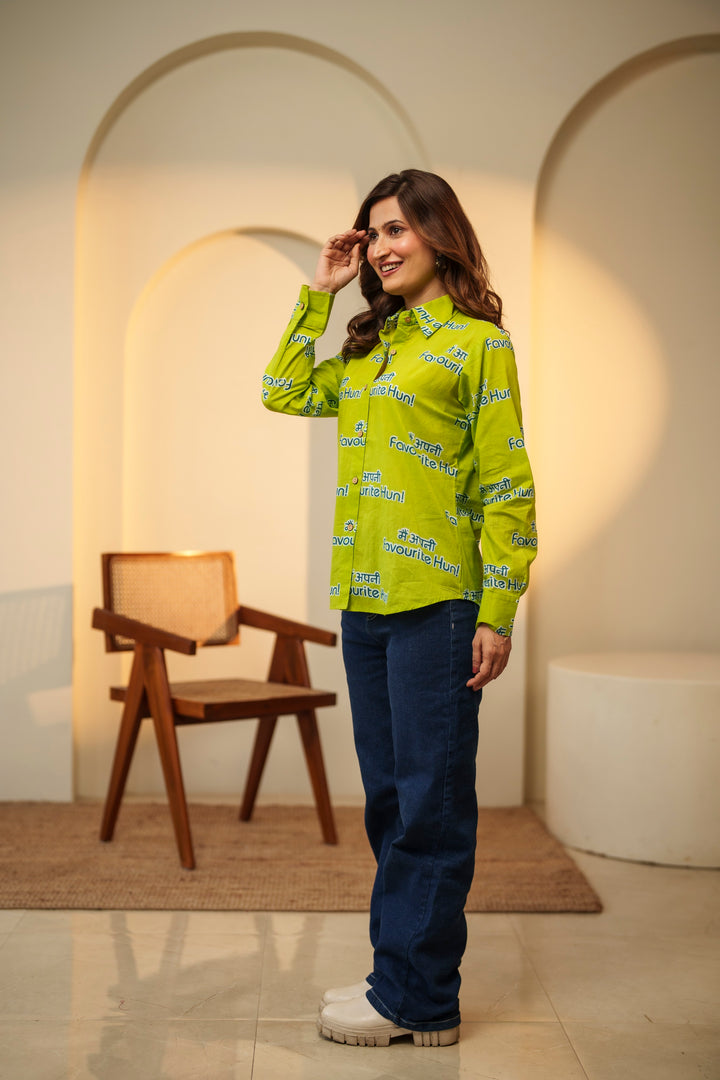 Lime "main apni favourite hoon" cotton shirt