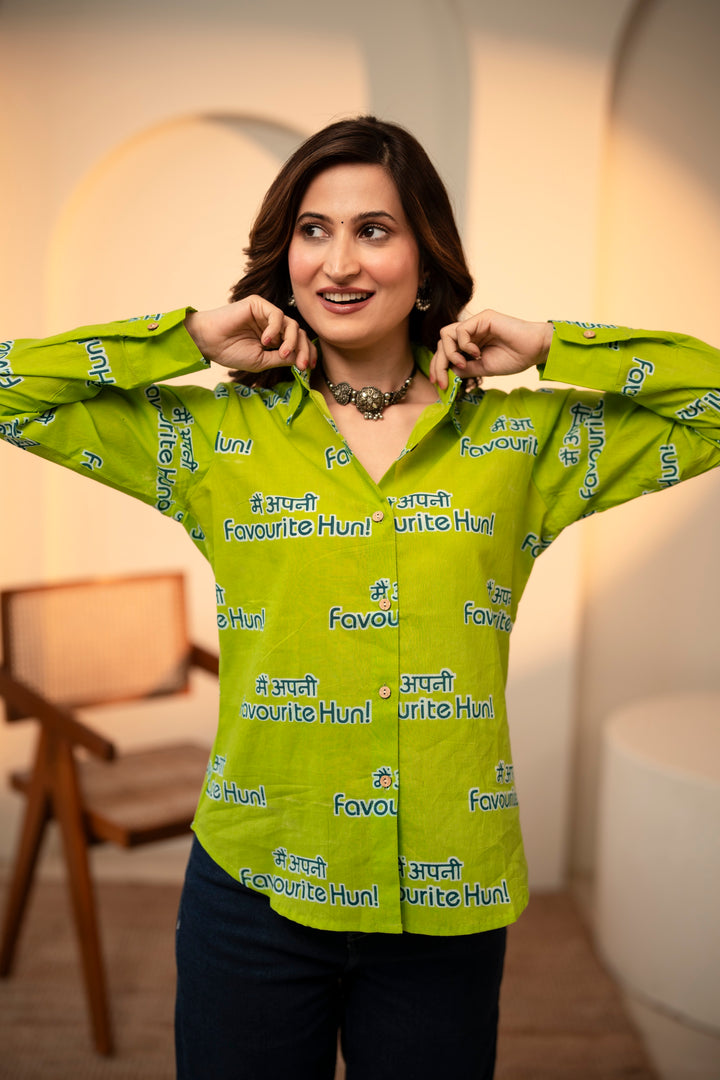 Lime "main apni favourite hoon" cotton shirt