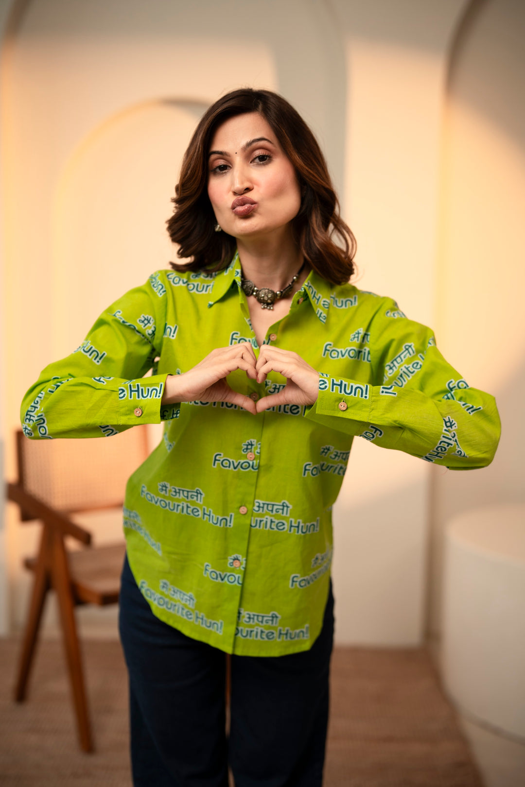 Lime "main apni favourite hoon" cotton shirt