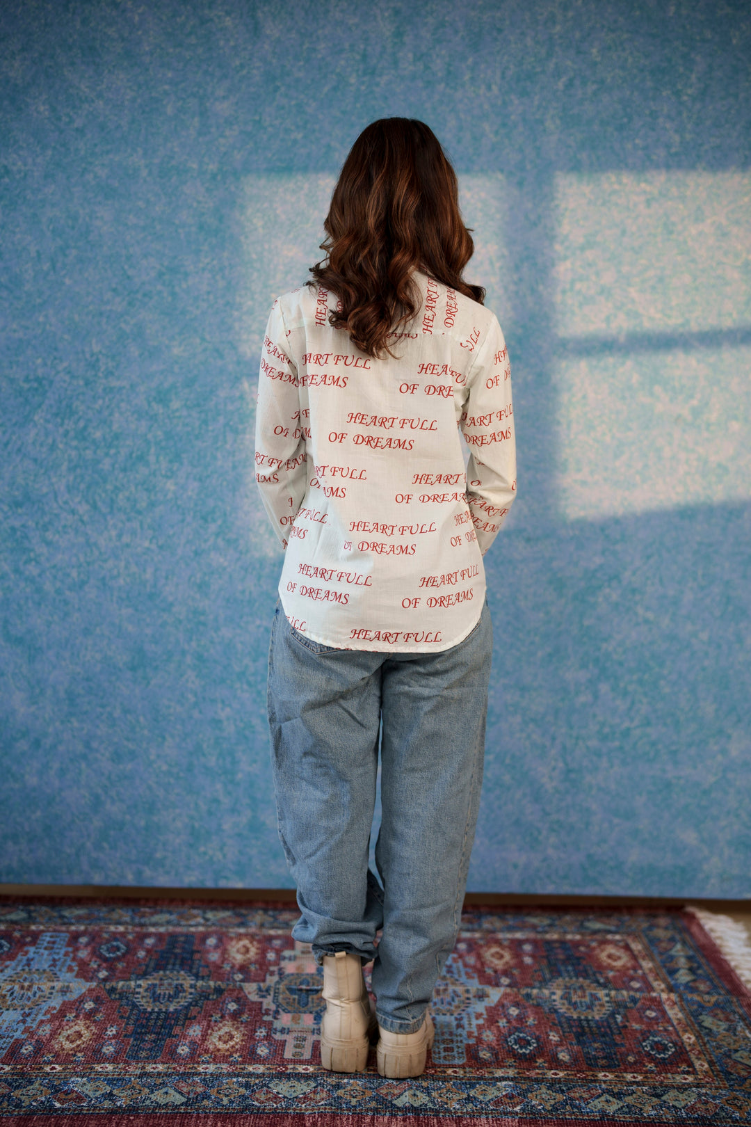 White "heart full of dreams" cotton shirt