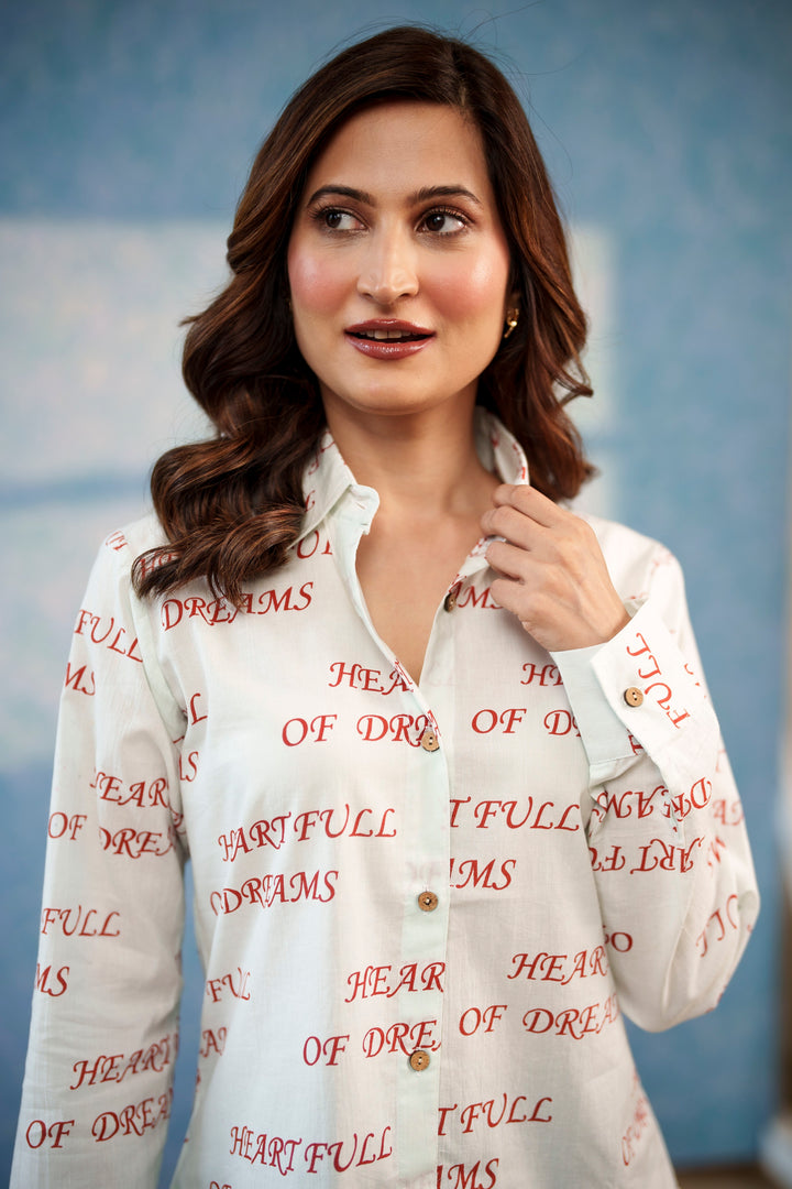 White "desi drama queen" cotton shirt