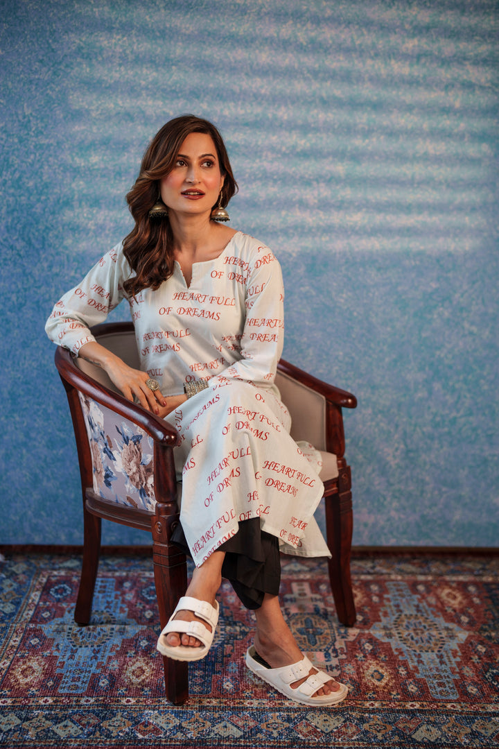 Kurta White "heart full of dreams"