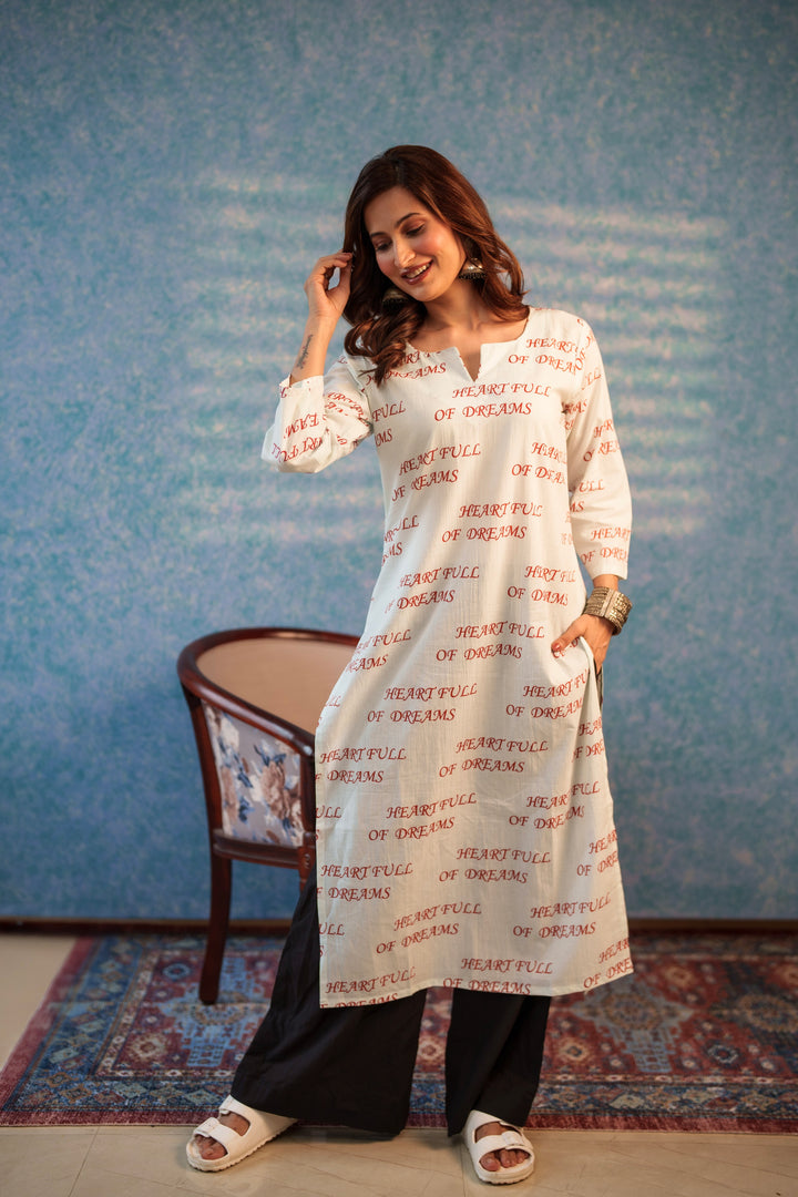 Kurta White "heart full of dreams"