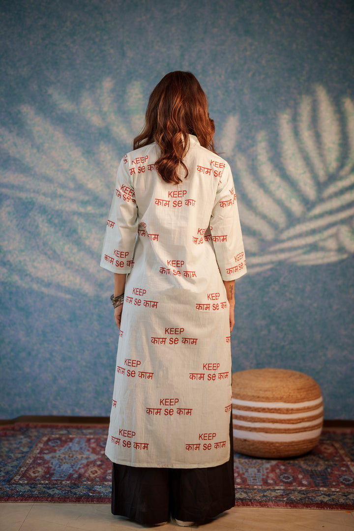 Kurta White "keep kaam se kaam"