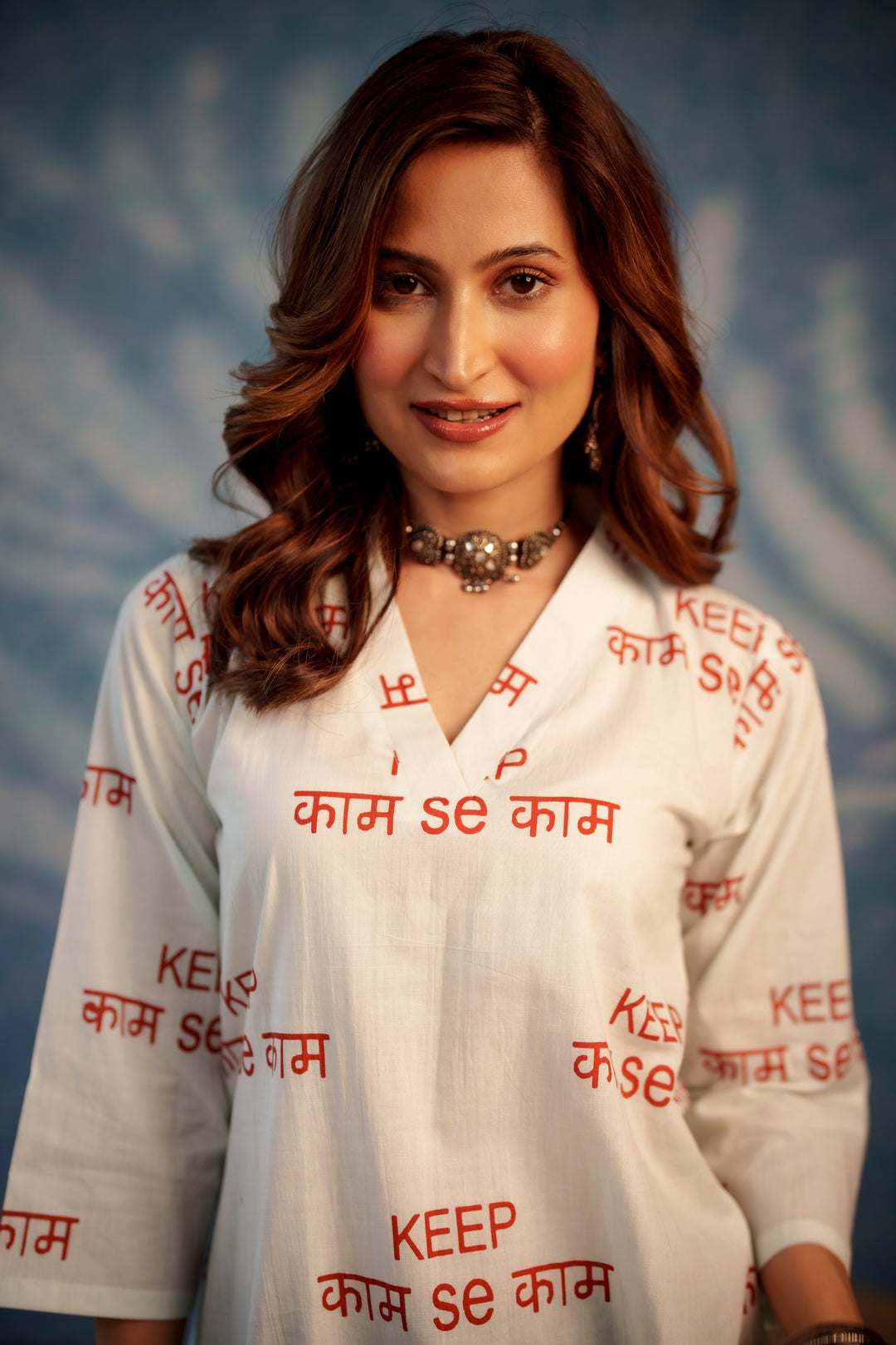 Kurta White "keep kaam se kaam"