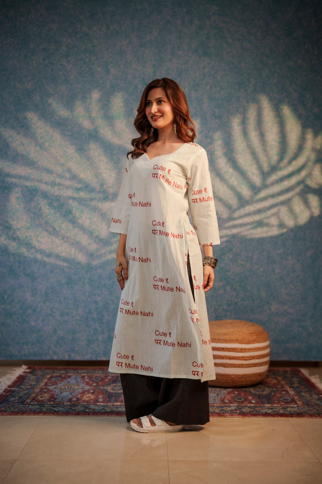 Kurta White "cute hu par mute nahi"