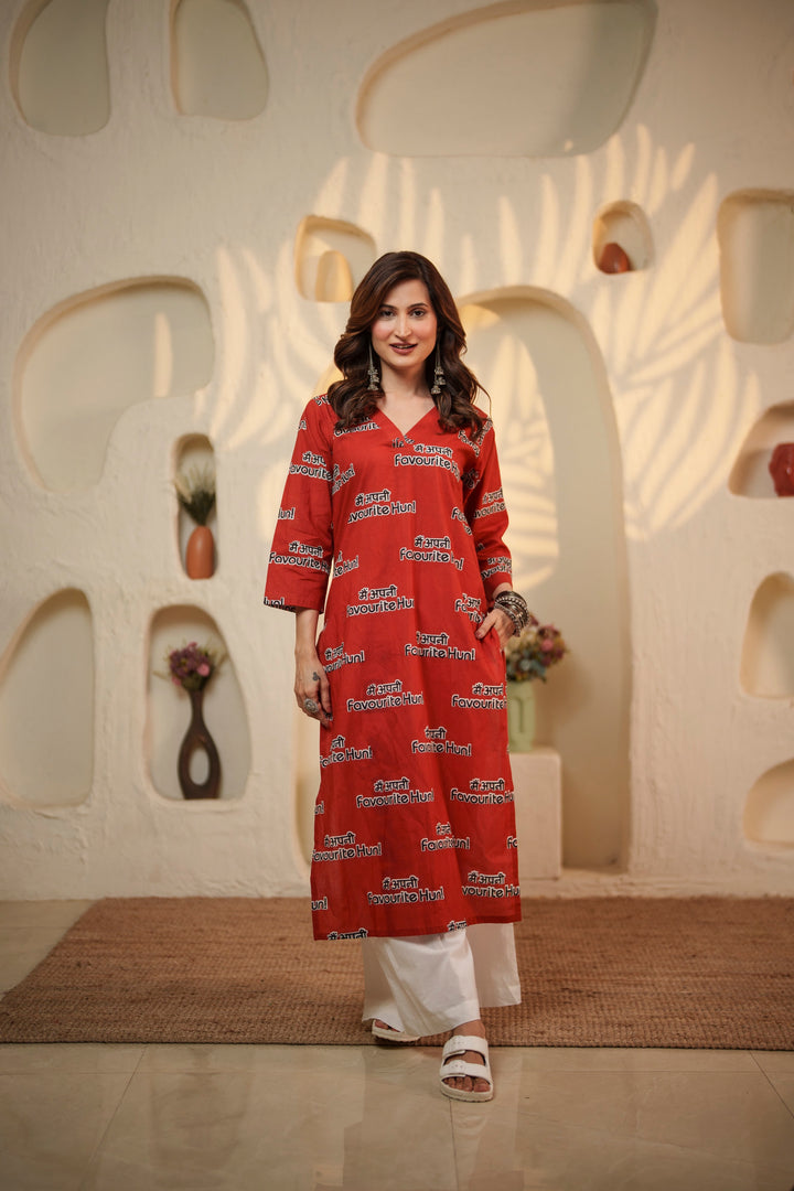 Kurta Red "main apni favourite hoon"