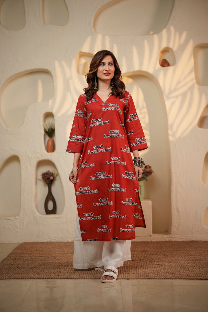 Kurta Red "main apni favourite hoon"