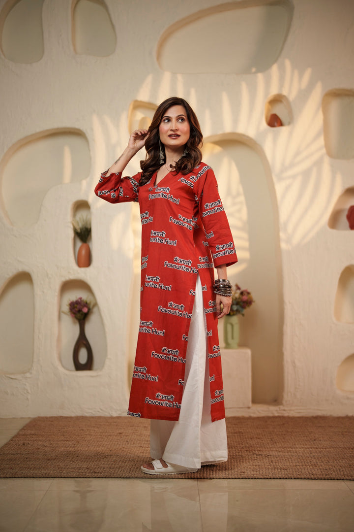 Kurta Red "main apni favourite hoon"